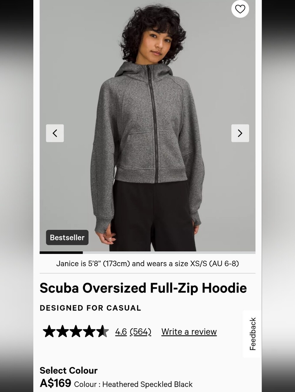 Lululemon Scuba Full-zip Hoodie, XS/S